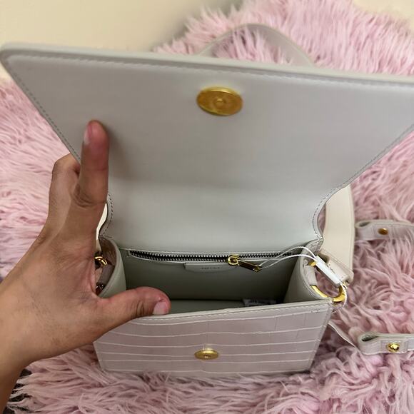 JW PEI FAE Top Handle Crossbody Ivory Croc White Cream - Picture 8 of 16